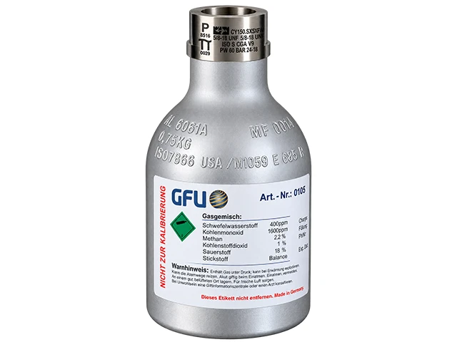 GFU Mini-Bump Prüfgaszylinder aus Aluminium für mobile Bump-Tests von Gaswarngeräten